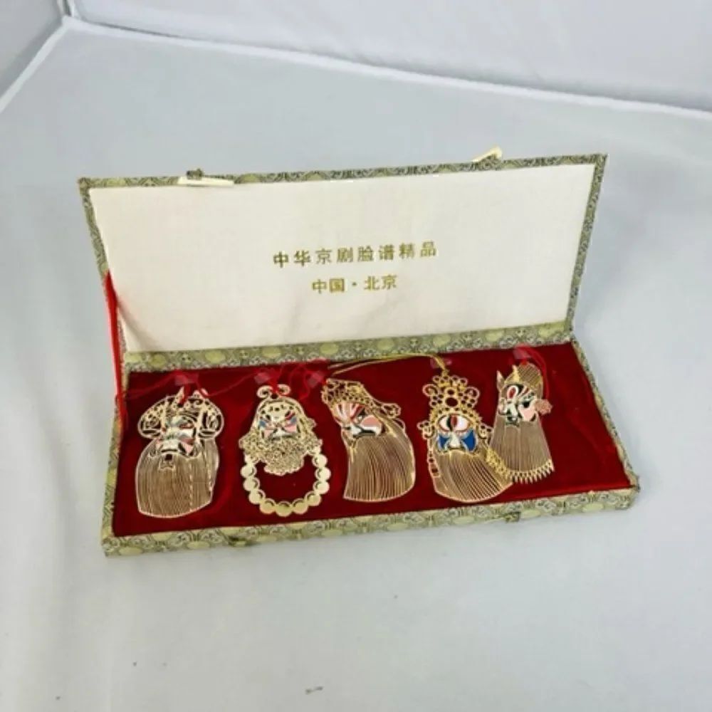 5 Oriental Asian Mask Gold metal Bookmarks Ornaments All are 3.25" tall by 2" wi